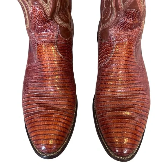 Tony Lama Men’s Sz 11D 8540 Brown Tan Exotic Leather Lizard Western Cowboy Boots - Picture 6 of 16